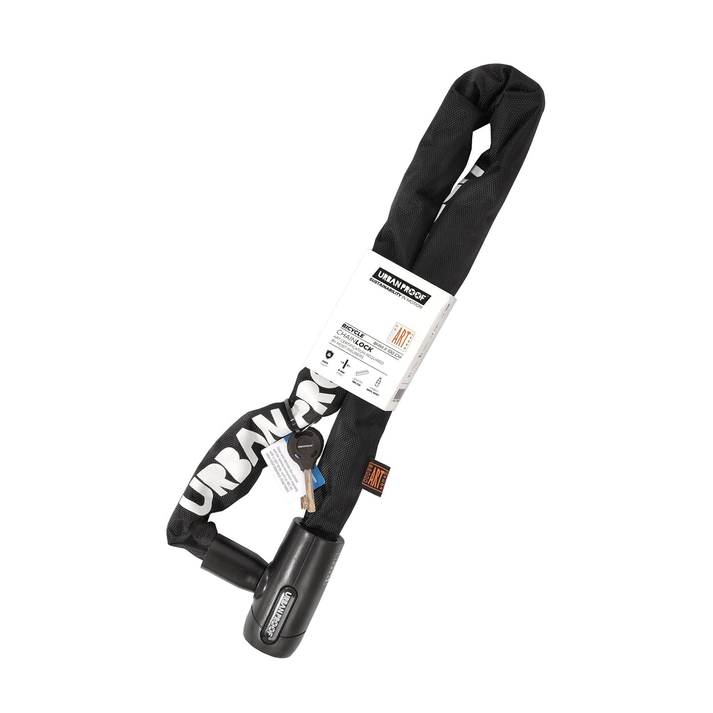 Kettingslot Urban Proof ø8mm x 100 cm met ART2 zwart