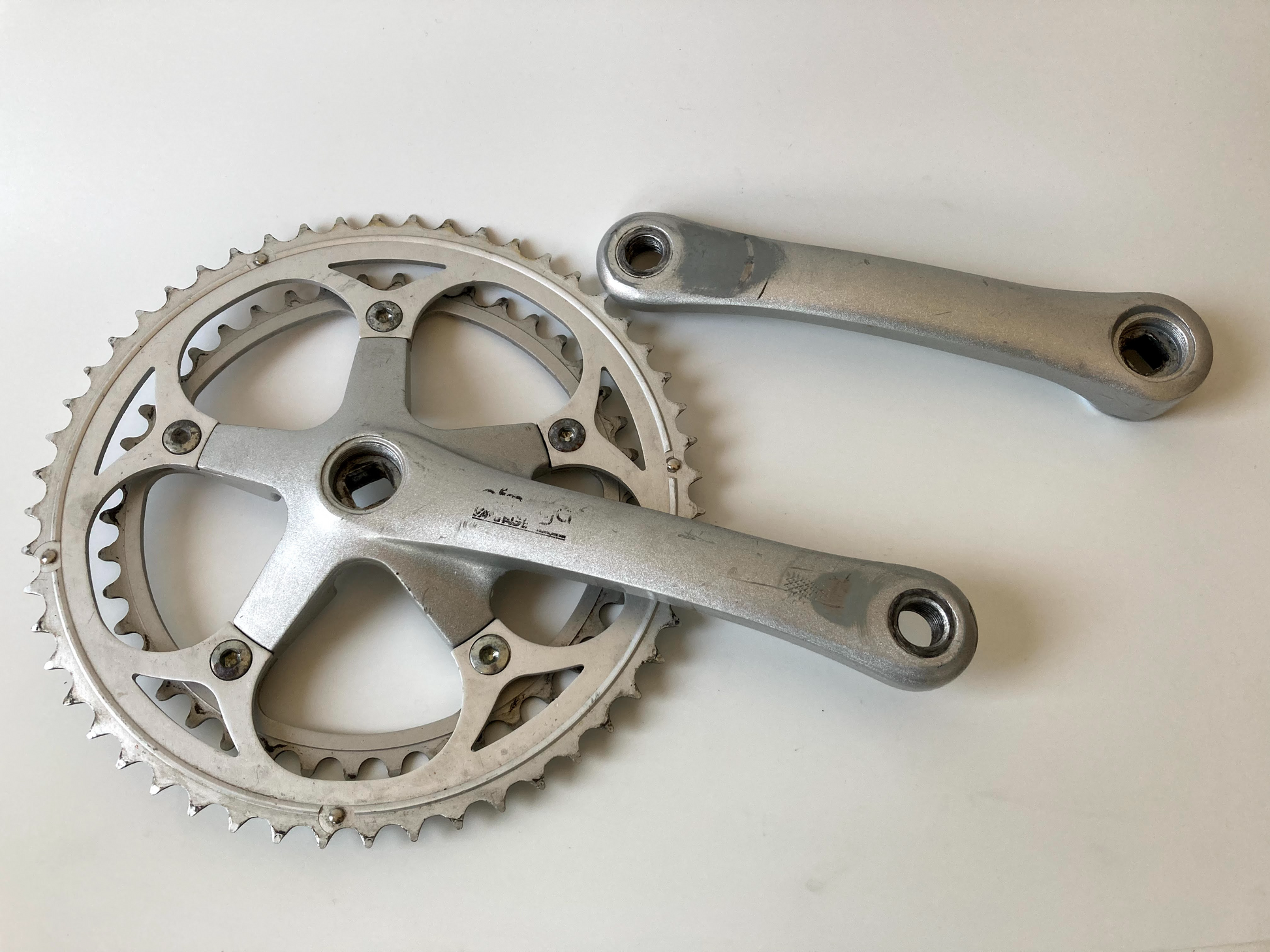 retro rennrad kurbel Ofmega Vantage 170mm double crankset vintage rennrad kurbel kurbelarm €30 – Retro Bike Rotterdam